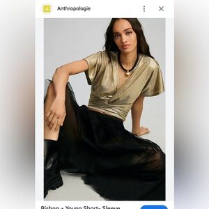Anthropology bishop + young Shimmering Gold twist front top size large